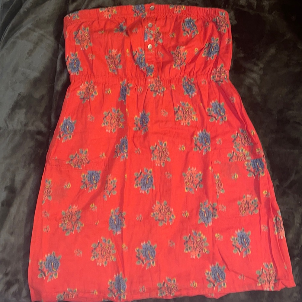 strapless floral dress